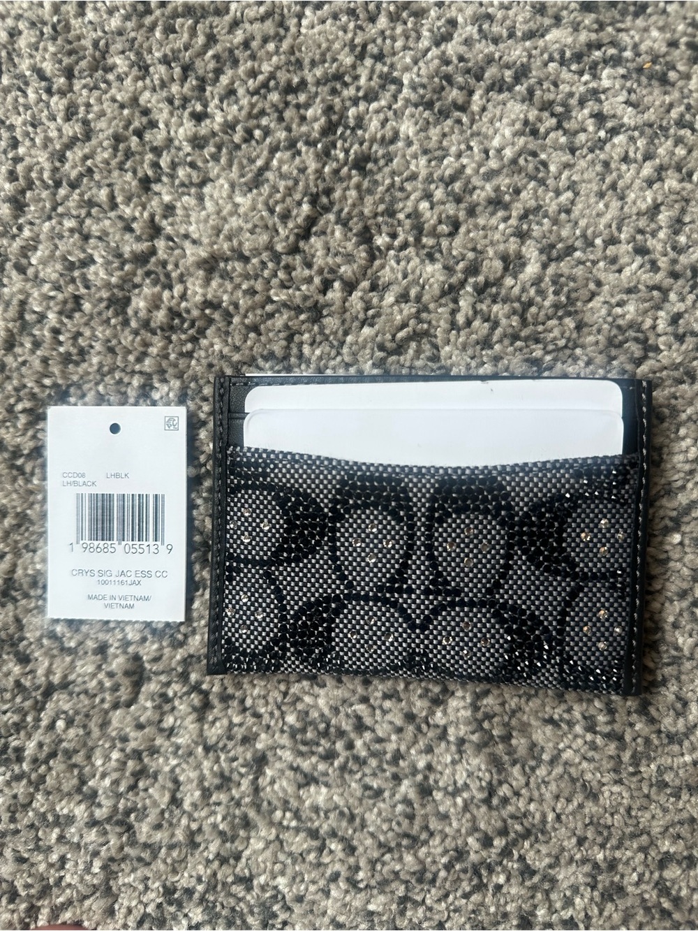 Coach Black Crystal Signature Jacquard Essential Card Case Wallet - New - Picture 9 of 9